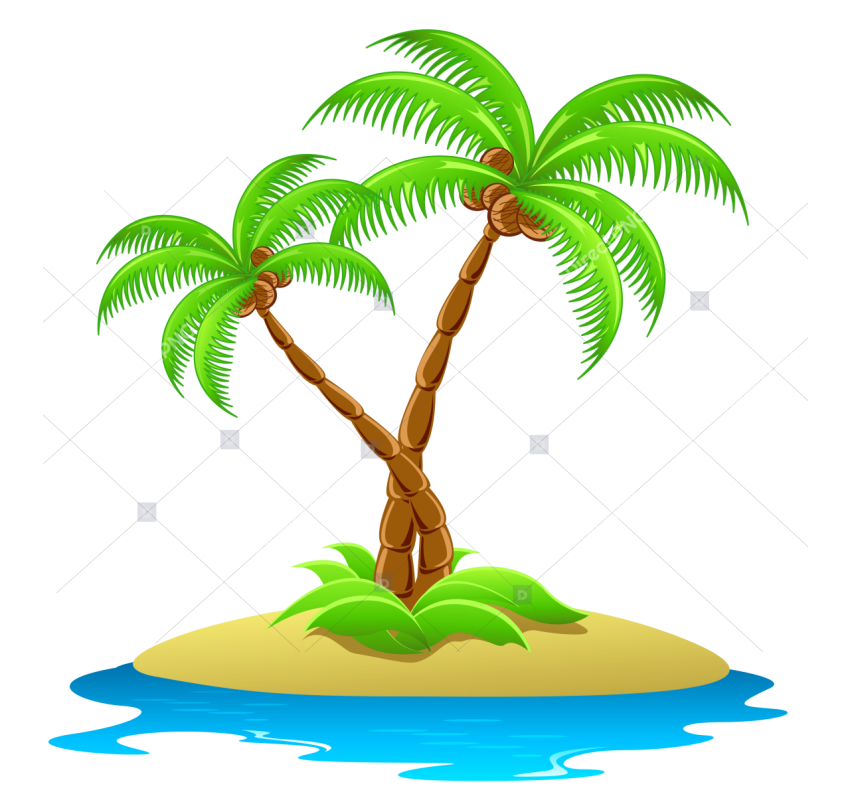 Tropical Palm on Small Island PNG