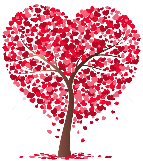 Tree, Heart Tree, pink and red heart tree illustration, love, branch, flower png