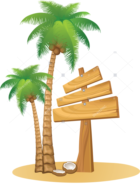 Beach Wooden Direction Sign PNG Clipart