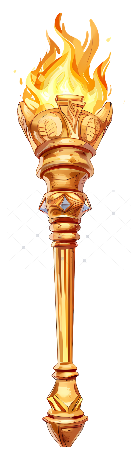 Torch Gold torch with flaming fire, dark background