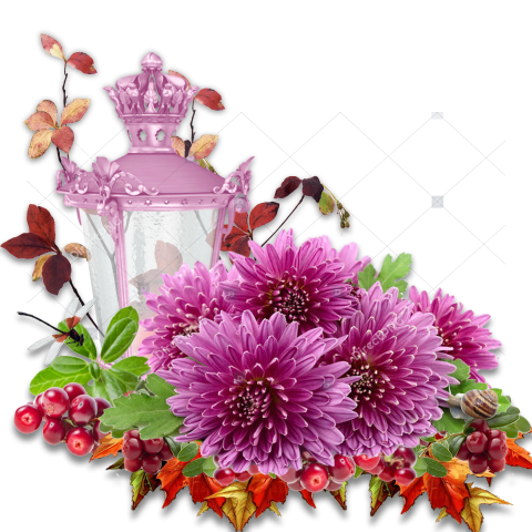 Purple & Pink Flower Cluster PNG