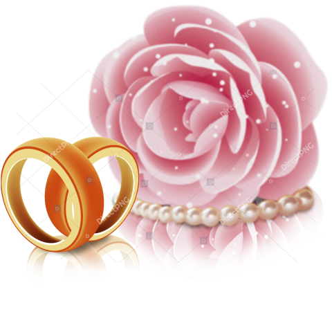 Wedding Rings with Roses PNG