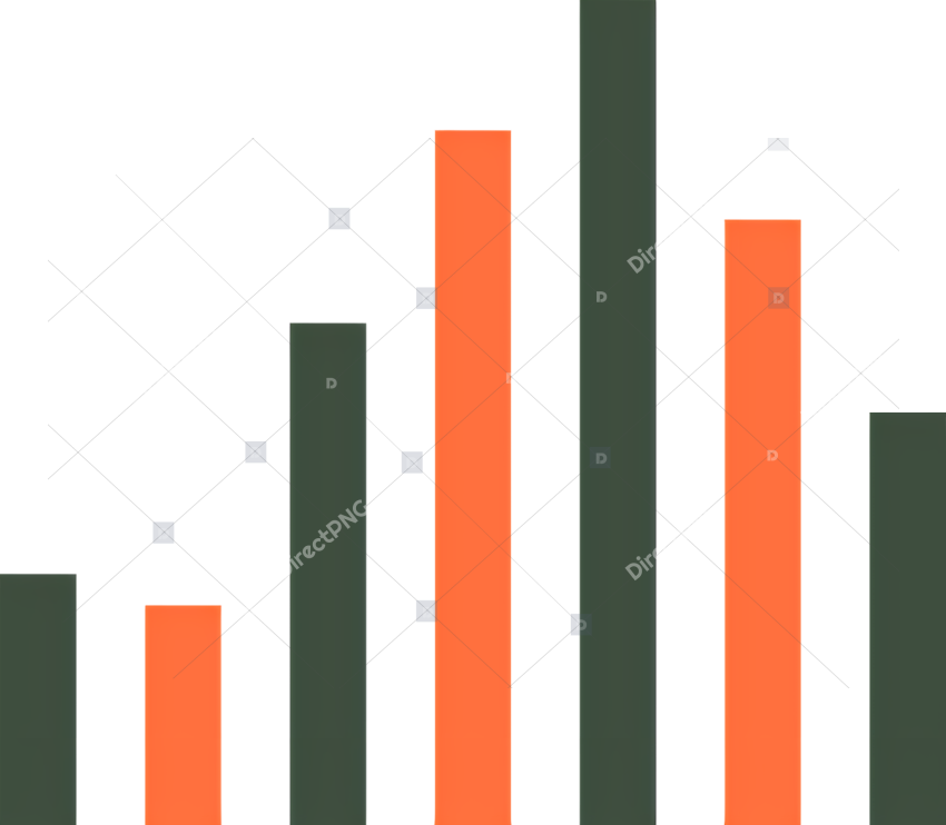 Bar Graph Black and orange bar graph showing success rates