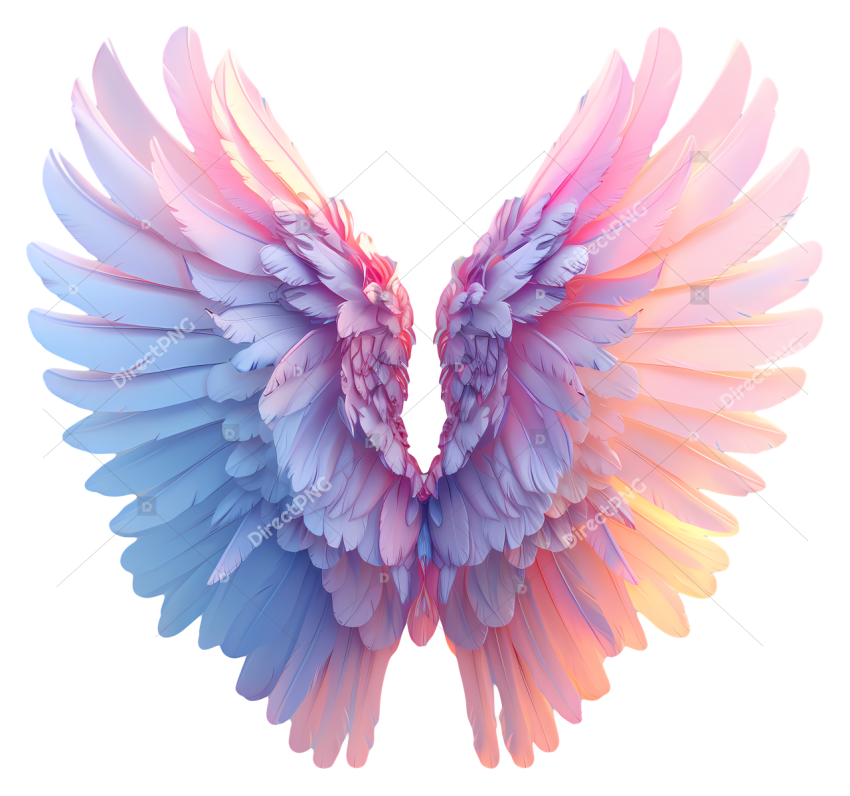 Angel Wings Colorful angel's wing with pink, blue, and yellow
