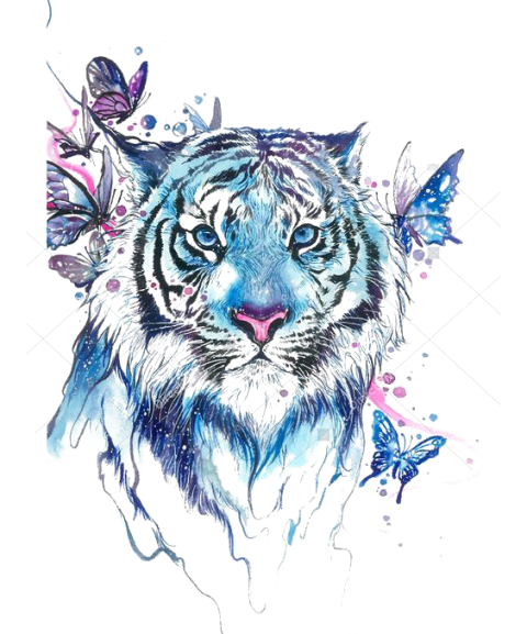 Tiger Watercolor Butterfly Background