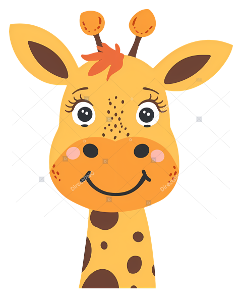 Cute Giraffe Face Happy giraffe with black spots and scarf