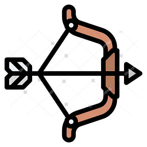 Archery Black and white arrow diagram with three points