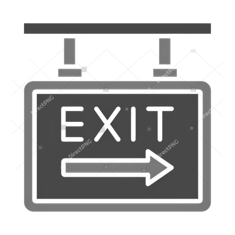 Emergency Exit Black exit sign with left arrow