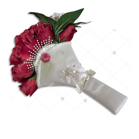 Silver Gun with Red Roses PNG
