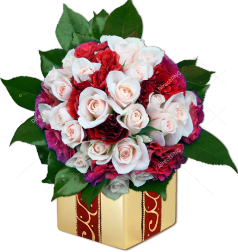 Red & White Floral Arrangement PNG