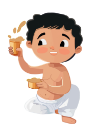 Cute illustration of traditional, south indian, tamil boy or man wearing dhoti, coffee lover, coffee time, cherishing